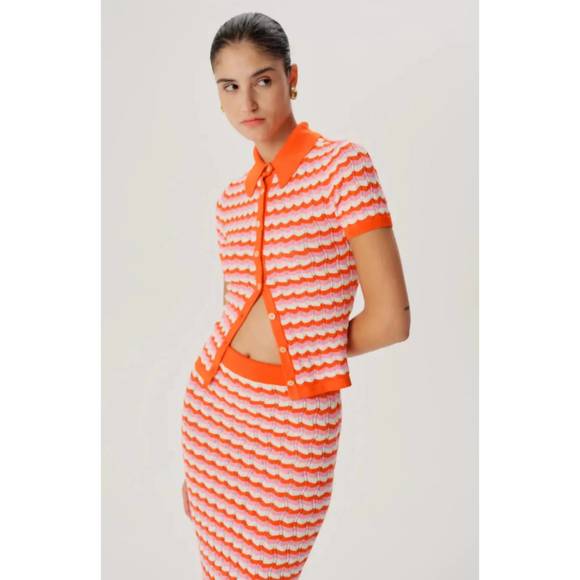 NEW RONNY KOBO tallys knit top in carnation multi - Picture 3 of 3